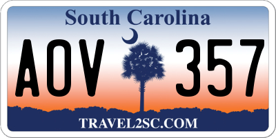 SC license plate AOV357