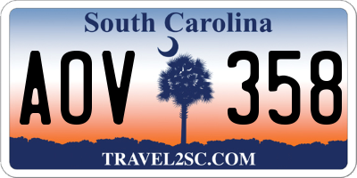SC license plate AOV358