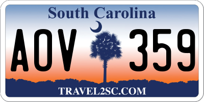 SC license plate AOV359
