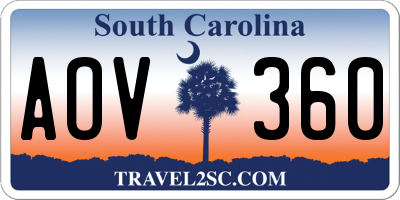 SC license plate AOV360