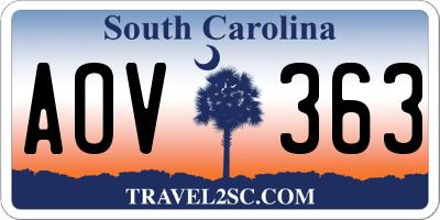 SC license plate AOV363