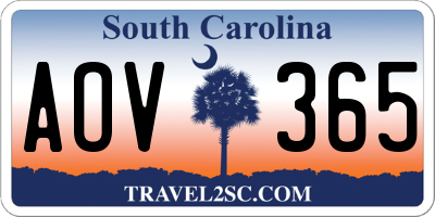 SC license plate AOV365