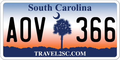 SC license plate AOV366