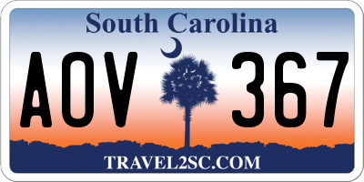 SC license plate AOV367