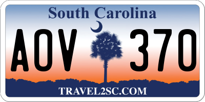 SC license plate AOV370