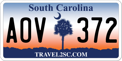 SC license plate AOV372