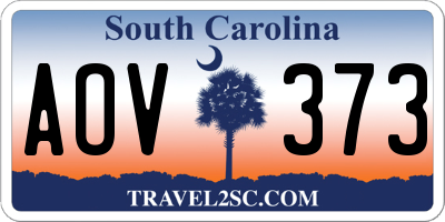 SC license plate AOV373