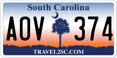 SC license plate AOV374