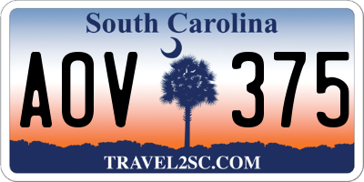 SC license plate AOV375