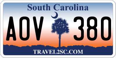 SC license plate AOV380