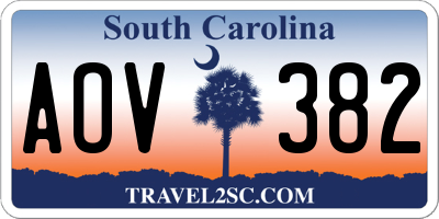 SC license plate AOV382