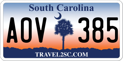 SC license plate AOV385