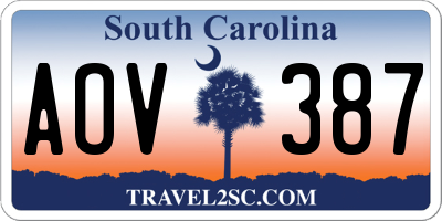 SC license plate AOV387