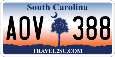 SC license plate AOV388