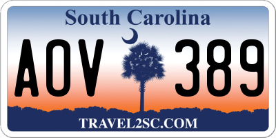 SC license plate AOV389