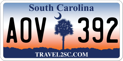 SC license plate AOV392