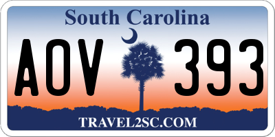 SC license plate AOV393