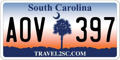 SC license plate AOV397