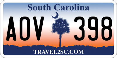 SC license plate AOV398