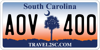 SC license plate AOV400