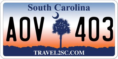 SC license plate AOV403