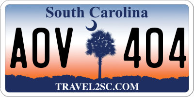 SC license plate AOV404