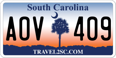 SC license plate AOV409