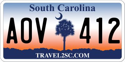 SC license plate AOV412