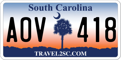 SC license plate AOV418