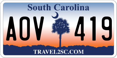 SC license plate AOV419