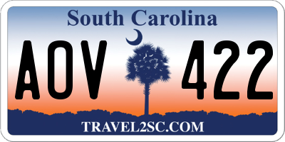 SC license plate AOV422