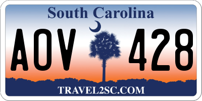 SC license plate AOV428
