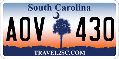 SC license plate AOV430