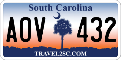 SC license plate AOV432