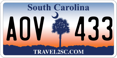 SC license plate AOV433