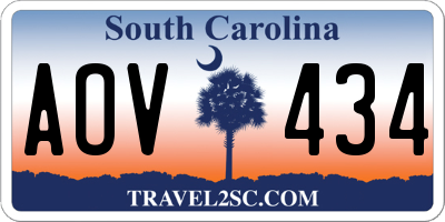 SC license plate AOV434