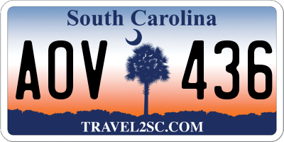 SC license plate AOV436