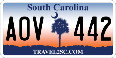 SC license plate AOV442