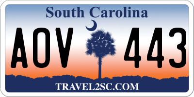 SC license plate AOV443