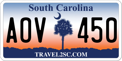 SC license plate AOV450