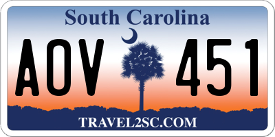 SC license plate AOV451