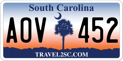 SC license plate AOV452