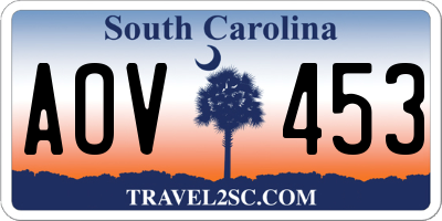 SC license plate AOV453