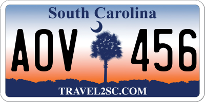SC license plate AOV456