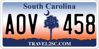 SC license plate AOV458