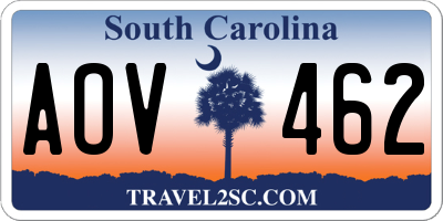 SC license plate AOV462