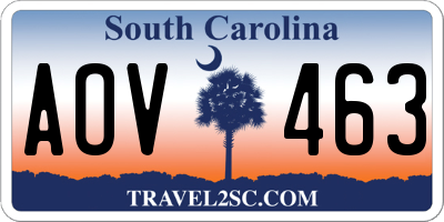 SC license plate AOV463