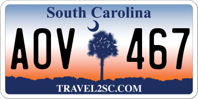 SC license plate AOV467