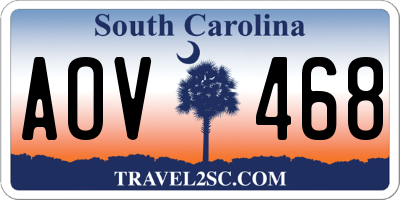 SC license plate AOV468