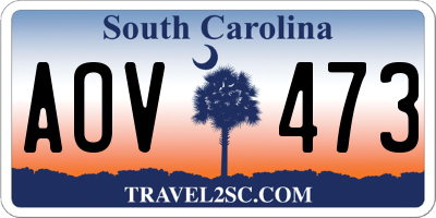 SC license plate AOV473
